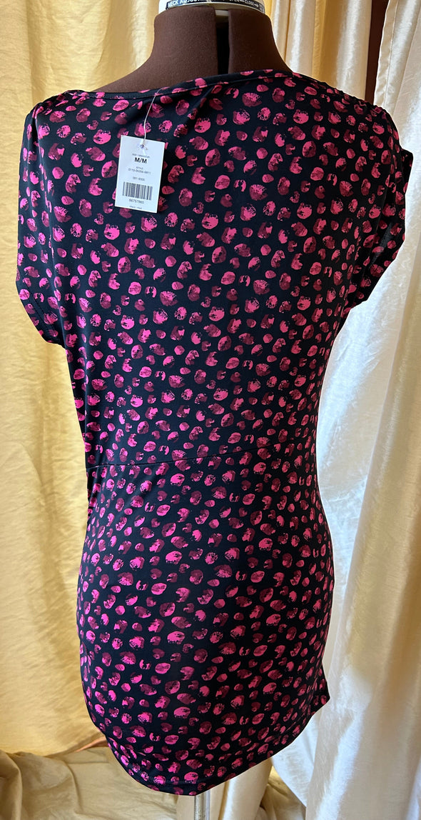 Ladies Tunic Top/Dress, Black, Pink, Size Medium, NEW