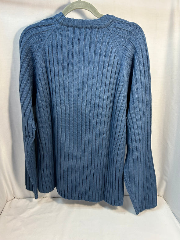 Men's Raglan Sleeve Sweater, Blue, Size 40, Medium, NEW