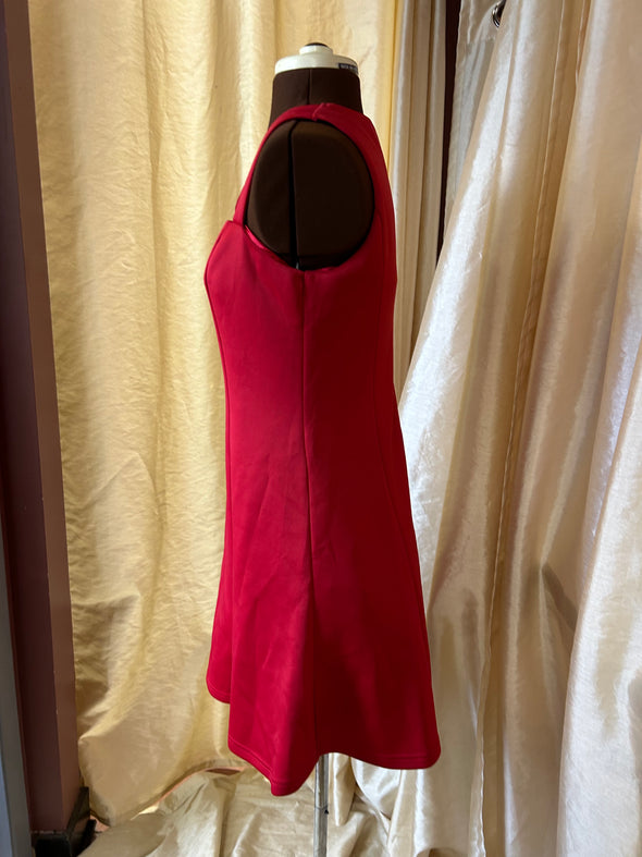 Cut-Out Mini Shift Dress, Jewel Red, Size Medium, Polyester/Spandex Blend. New, Great for the Holidays