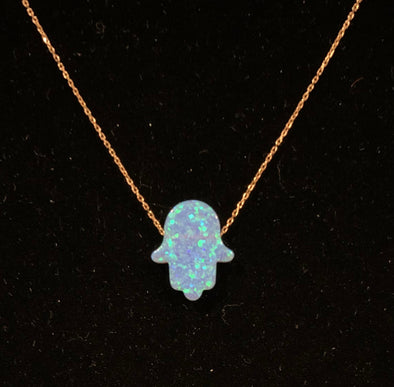 Gelin Opal Hamsa Hand Necklace 14K Gold
