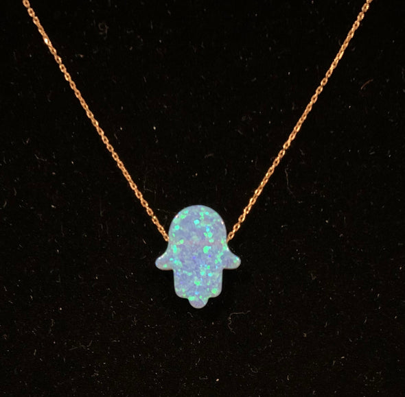 Gelin Opal Hamsa Hand Necklace 14K Gold