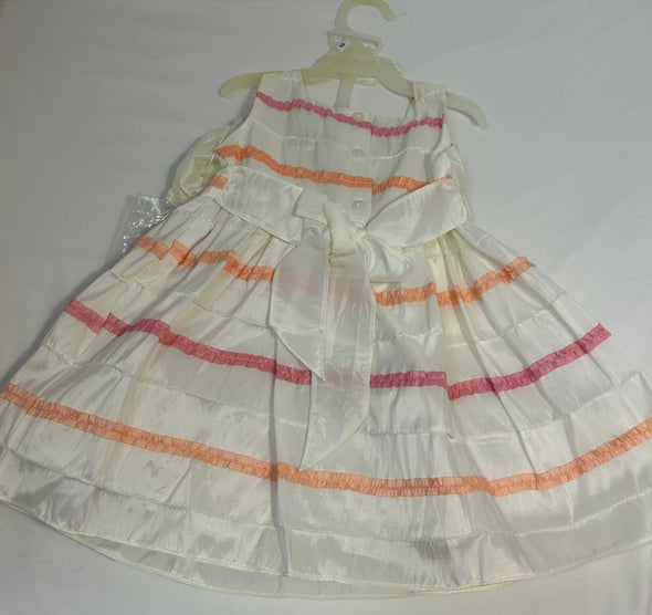 Infant Sleeveless Dress & Romper, White/Pink, Size 18 Months, NEW