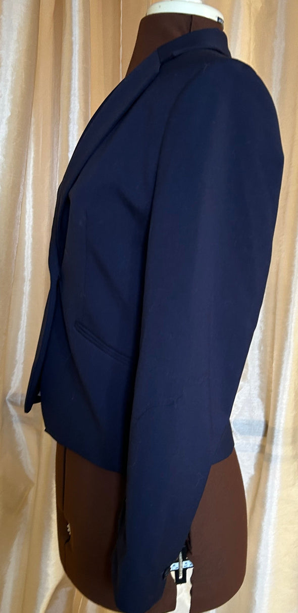 Ladies Long Sleeve Blazer, 1 Button Front, Navy Size 8, NEW