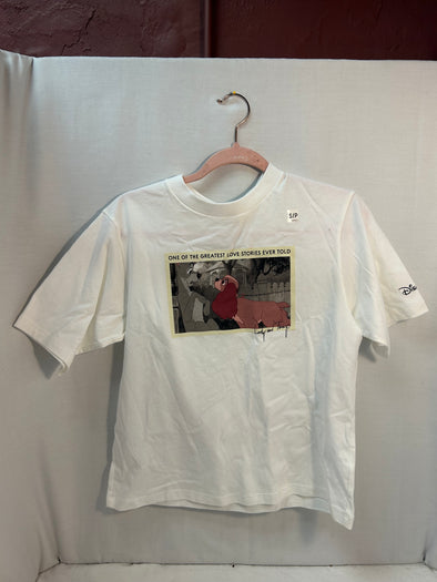 Lady & The Tramp T-Shirt, White With Decal, Size Small, 100% Cotton, NEW