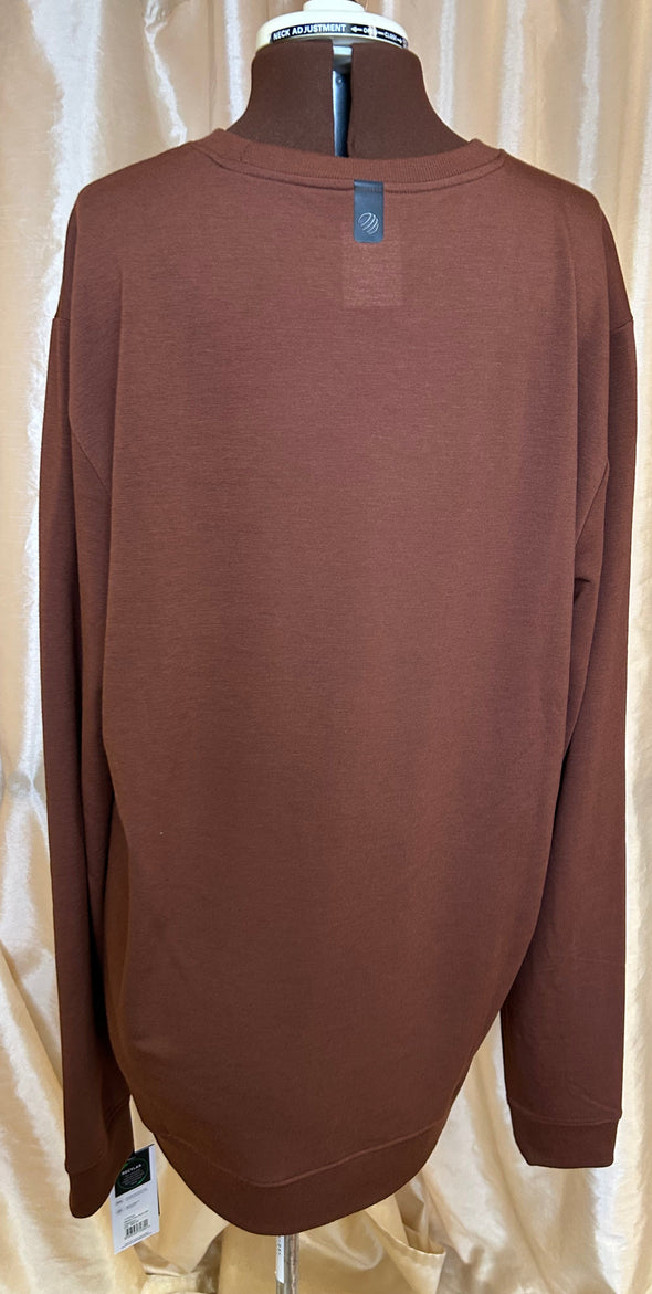 Ladies Long Sleeve Pullover, Brown, XXL