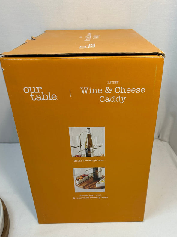 Wine ‘ Cheese Caddy Set 12.75", NEW in Original Box