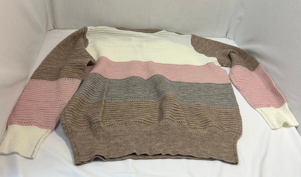 Ladies Long Sleeve 1/4 Zip Sweater, Multi Colour, XXL, NEW
