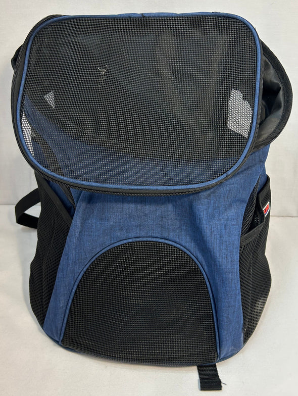 Dog Carrier, Back Pack Style, Navy, 17.3"x12.6"x11", NEW