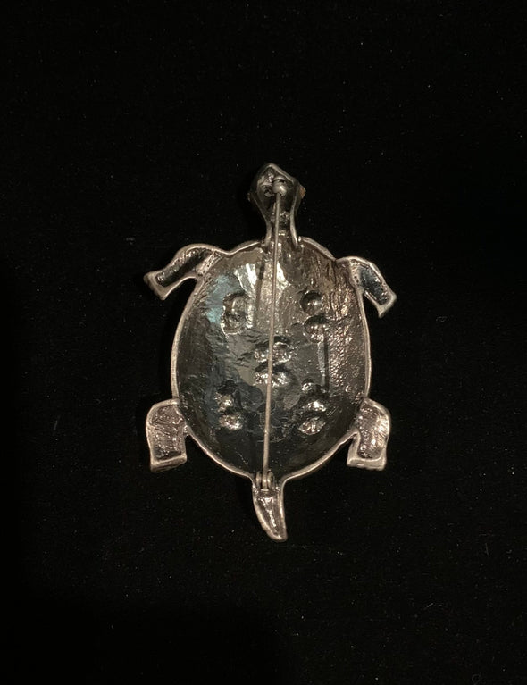 Vintage Enamel and Rhinestone Turtle Pin