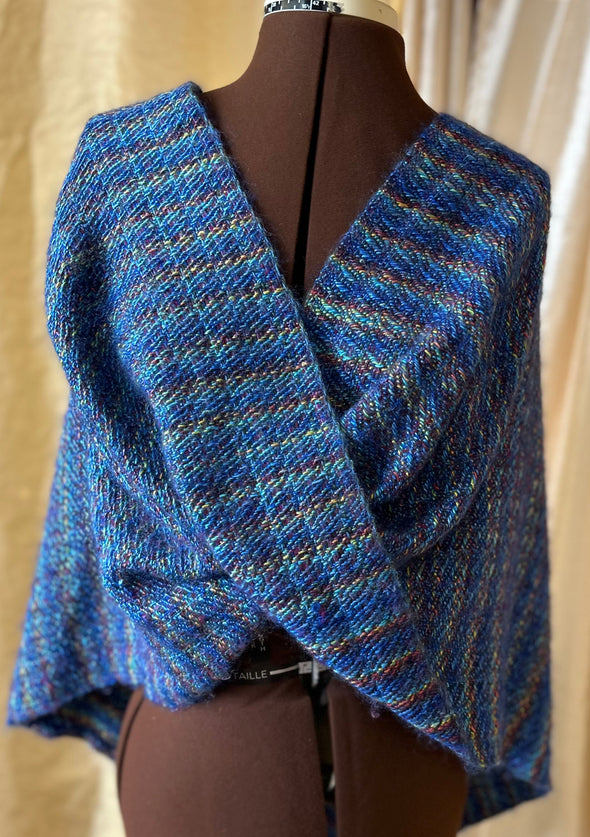 V-Neck Wrap, Blue/Green, One Size,