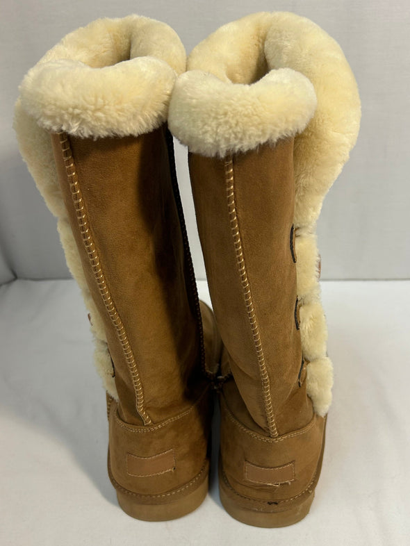 Knee High Winter Boots, Chestnut Brown, Size 10