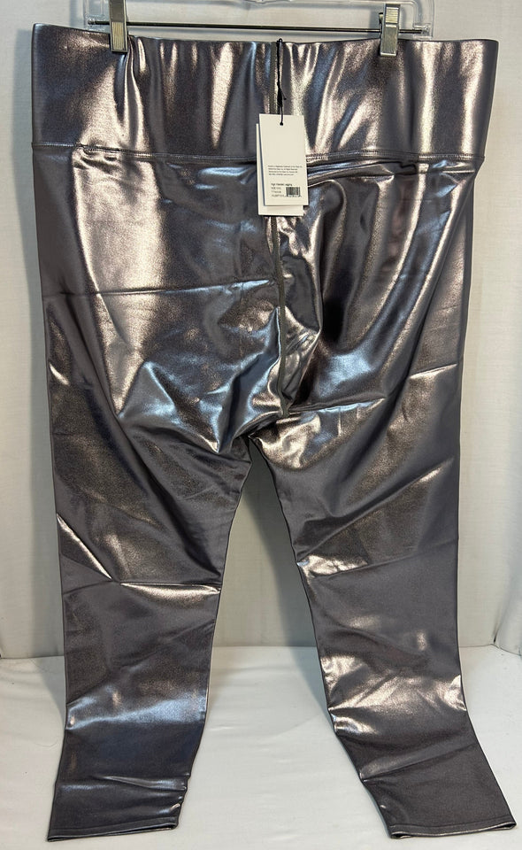 Women’s Stretch Leggings, High Waist, Silver, 3XL,