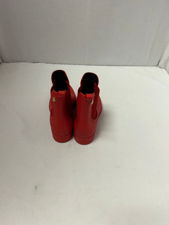 Rubber Ankle Rain Boots, Red, Size 7