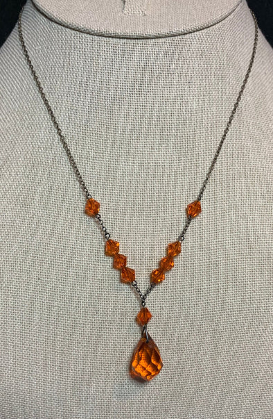 Vintage Orange Crystal Pendant