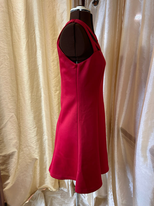 Cut-Out Mini Shift Dress, Jewel Red, Size Medium, Polyester/Spandex Blend. New, Great for the Holidays