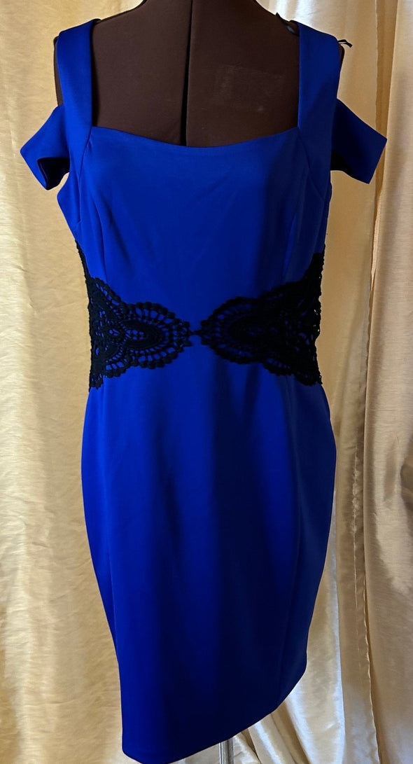 Ladies Sleeveless Dress, Size 12, Cobalt Blue/Black NEW With Tags