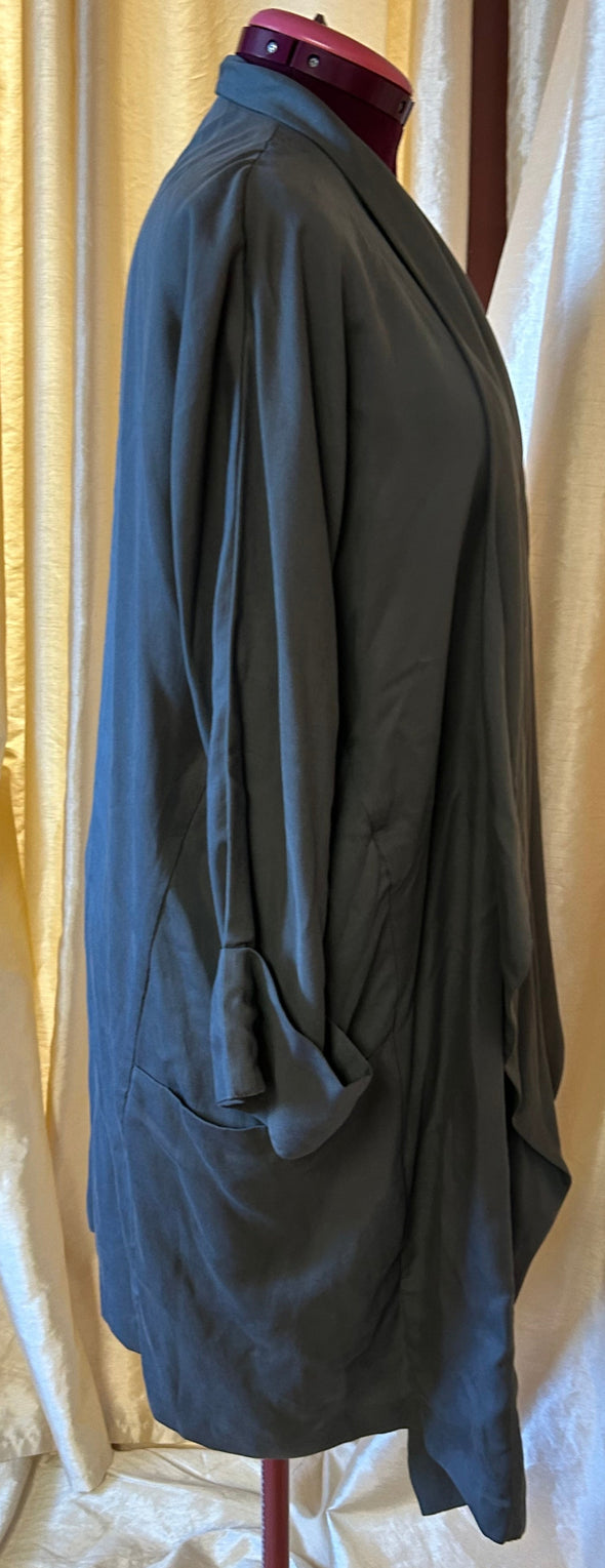 Lightweight Open Front Duster Jacket, Blue/Grey