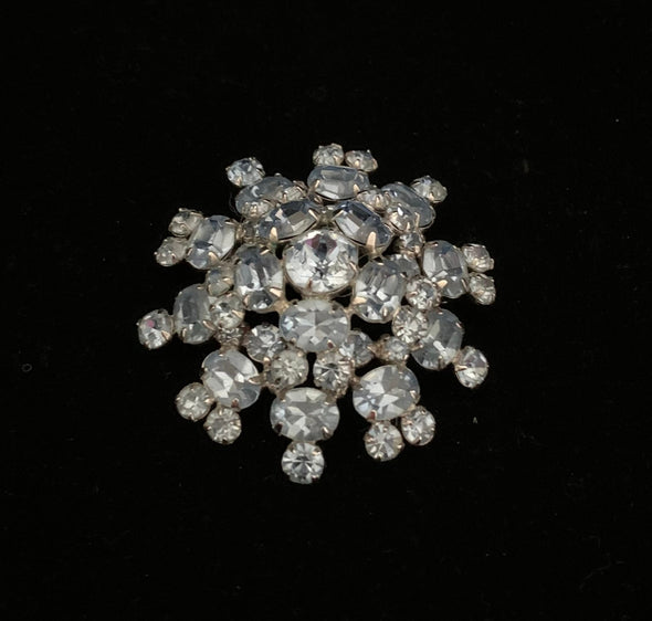 Vintage Signed Sherman Ice Blue Crystal Pin