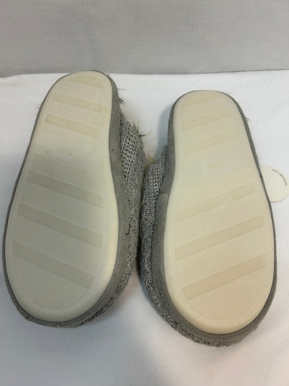 Mule Slip-On Slippers, Grey, Small/Medium, Faux Fur Lined NEW