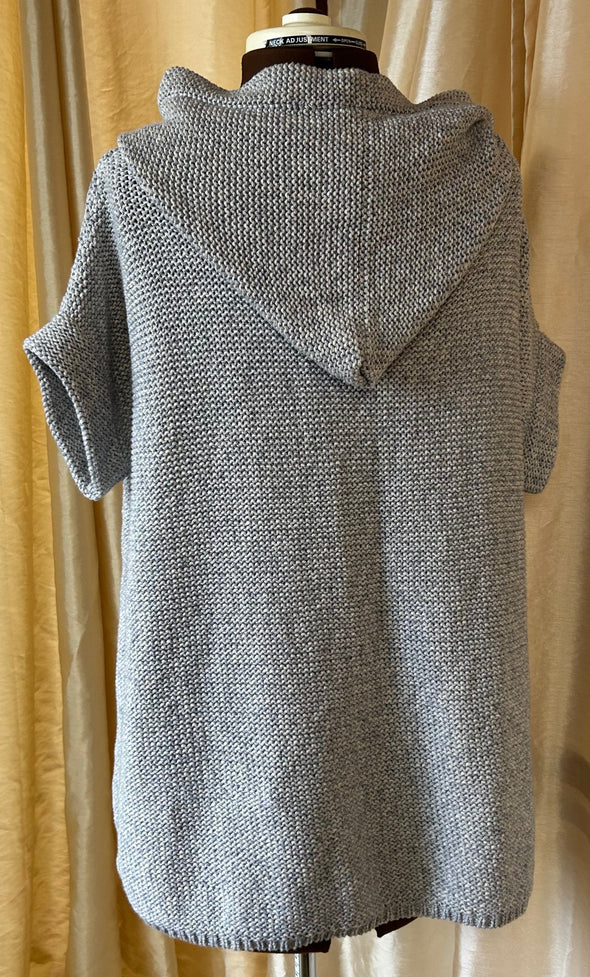 Ladies Short Sleeve Sweater/Jacket, Grey, Medium