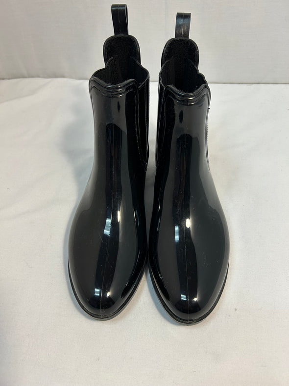 Shiny Rubber  Women’s Ankle Rain Boots, Black, Size 38.5, NEW