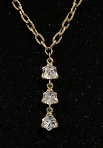 MYKA Triple Cube Crystal Pendant, Bronze Tone Chain