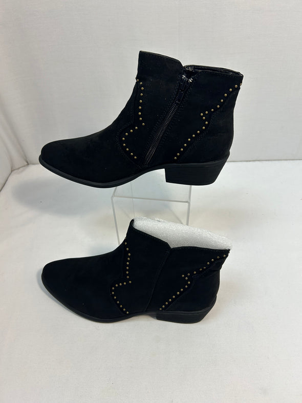 Black Suede Ankle Boots, Size 8, NEW