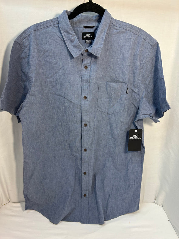 Men's Short Sleeve Shirt, Blue, XXL, 98% Cotton, NEW