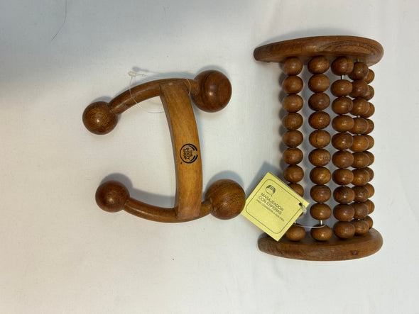 Foot Massager+ Bonus Massager, Wood, 8” x 6”, NEW