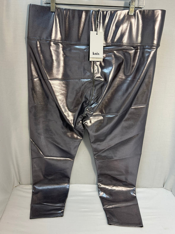 Women’s Stretch Leggings, High Waist, Silver, 3XL,