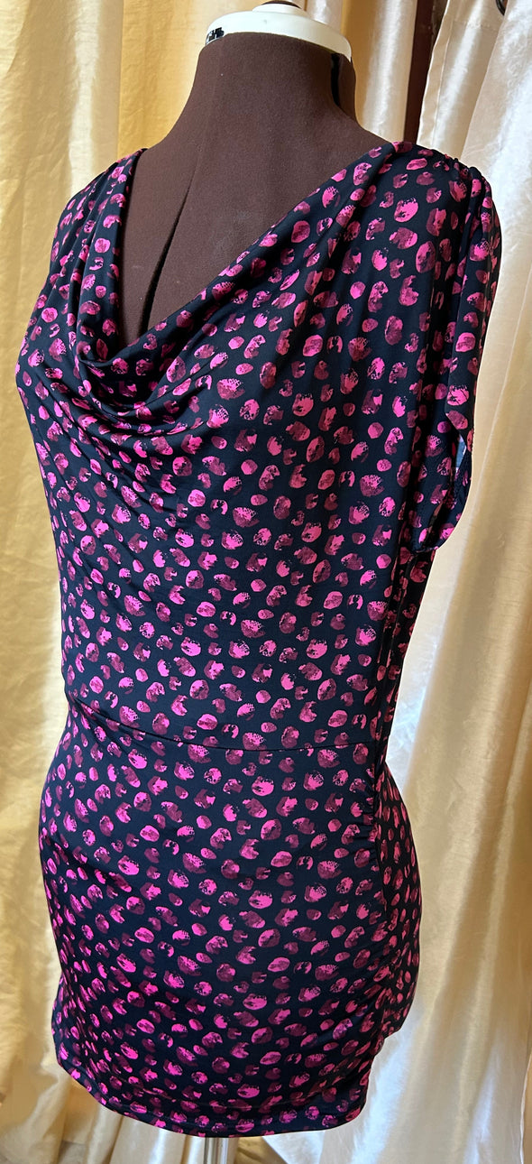 Ladies Tunic Top/Dress, Black, Pink, Size Medium, NEW