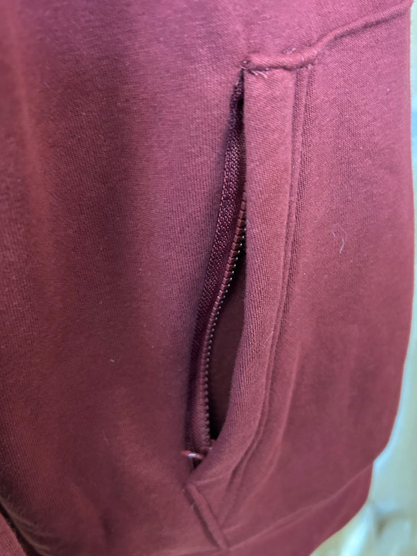 Men's Fleece Lined Hoodie, Burgundy, Size Large