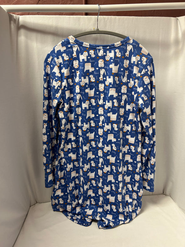 Ladies Animal Print Nightgown, Blue, Medium, NEW