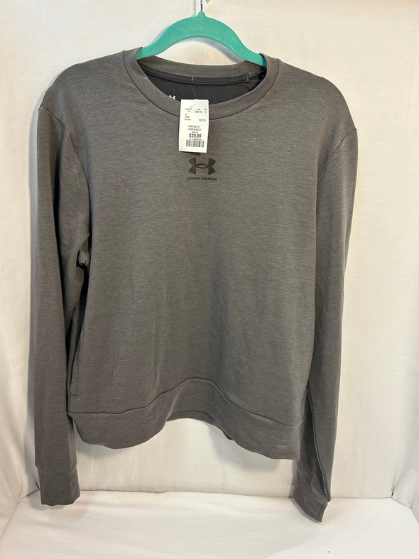 Ladies Long Sleeve Crew Neck Pullover, Grey, Medium
