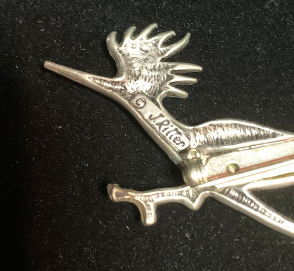 J Ritter Pewter Roadrunner Brooch