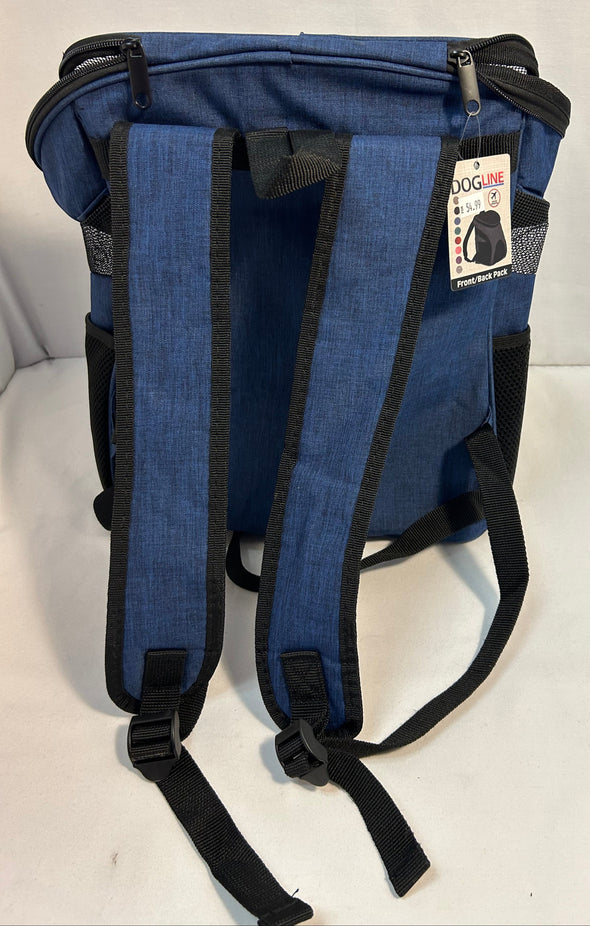 Dog Carrier, Back Pack Style, Navy, 17.3"x12.6"x11", NEW