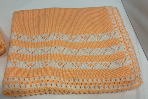 4 Piece Infant Handmade Layette Set, Peach, 3 Months