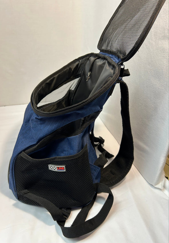 Dog Carrier, Back Pack Style, Navy, 17.3"x12.6"x11", NEW