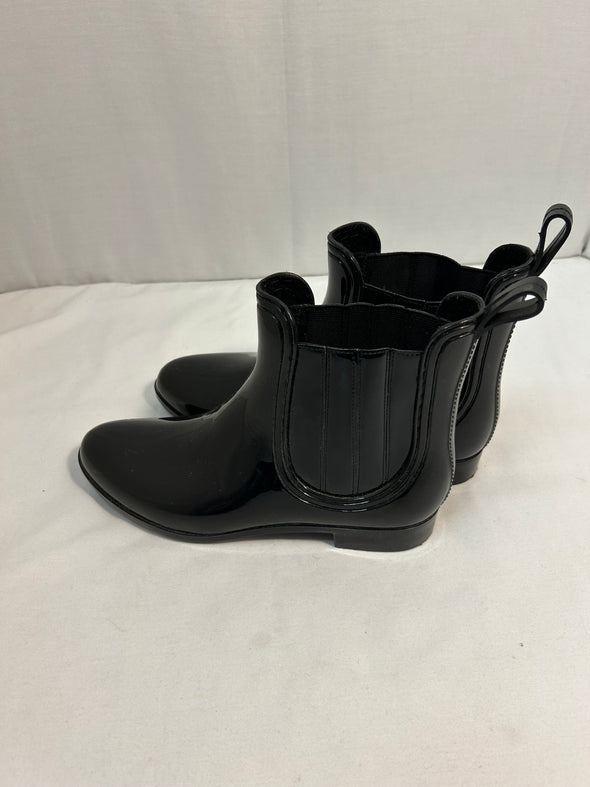 Shiny Rubber  Women’s Ankle Rain Boots, Black, Size 38.5, NEW