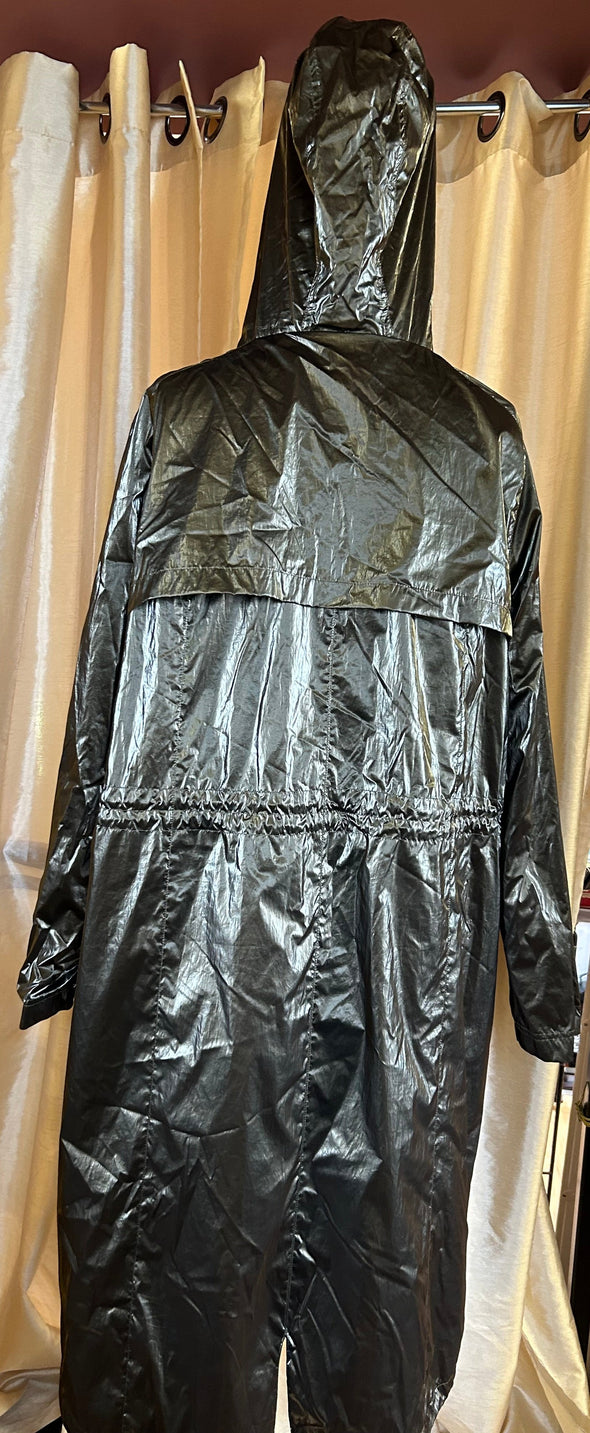 Ladies Metallic Hooded Raincoat, Gold Colour, Size 2XL