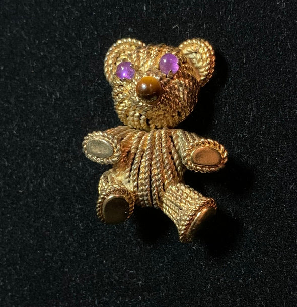 German Teddy Bear Brooch with Gemstones