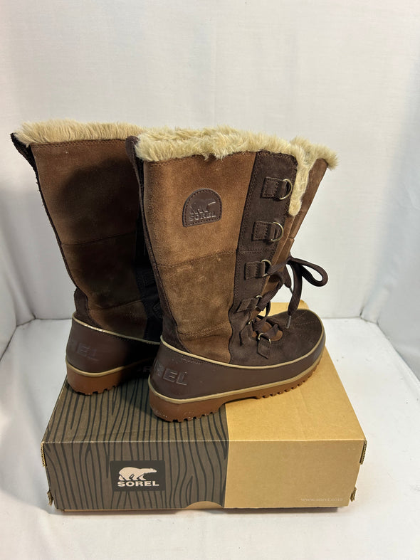 Ladies High Snow Boots, Brown, Size 8,