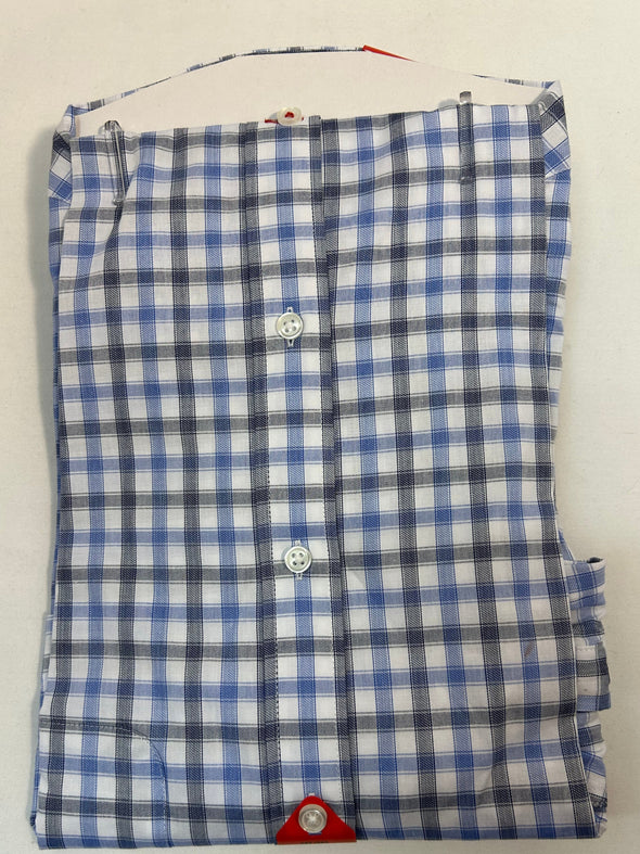 Men's Blue Plaid Shirt, Designer Brand, Medium, NEW