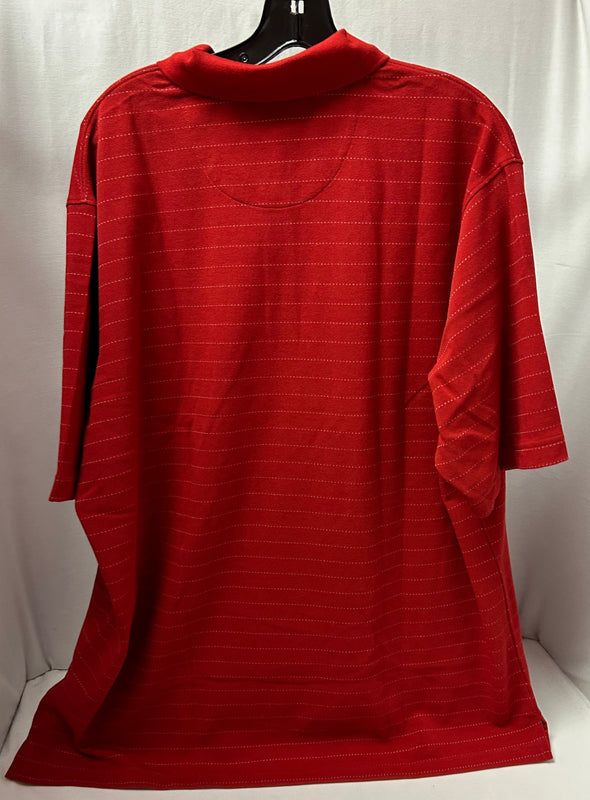 Mens’s Golf Shirt, 3 Button Front, Collar, Red/White, Medium, Nee