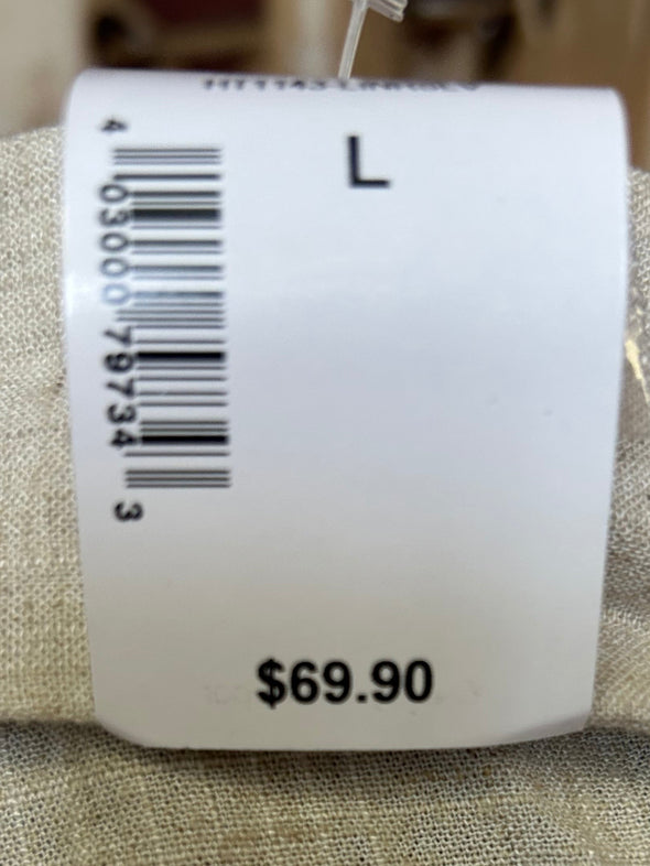 Short Sleeve V-Neck Button Front Dress, Beige, NEW