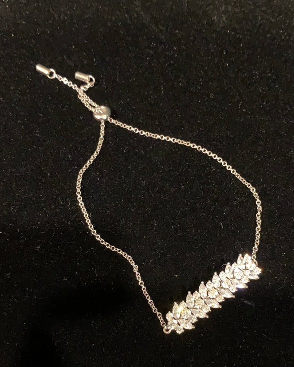 925 Silver Cubic Zirconia Adjustable Bracelet