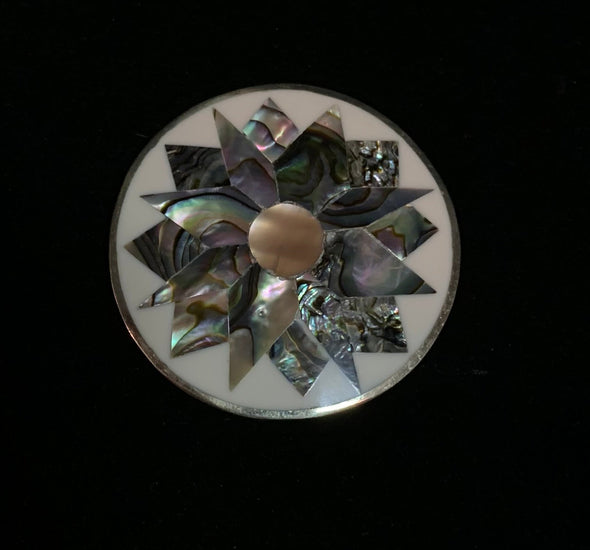 Mexican Alpaca Starburst Abalone Brooch