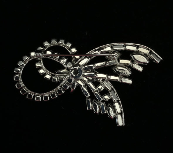 Vintage Signed Sherman White Rhinestone Pin