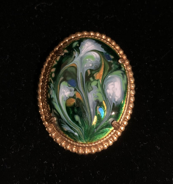 Unique Paint Swirl Enameled Brooch by Moiseyev
