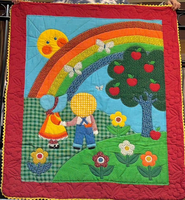 Child's Handmade Quilt, Multi Colour, 51x41